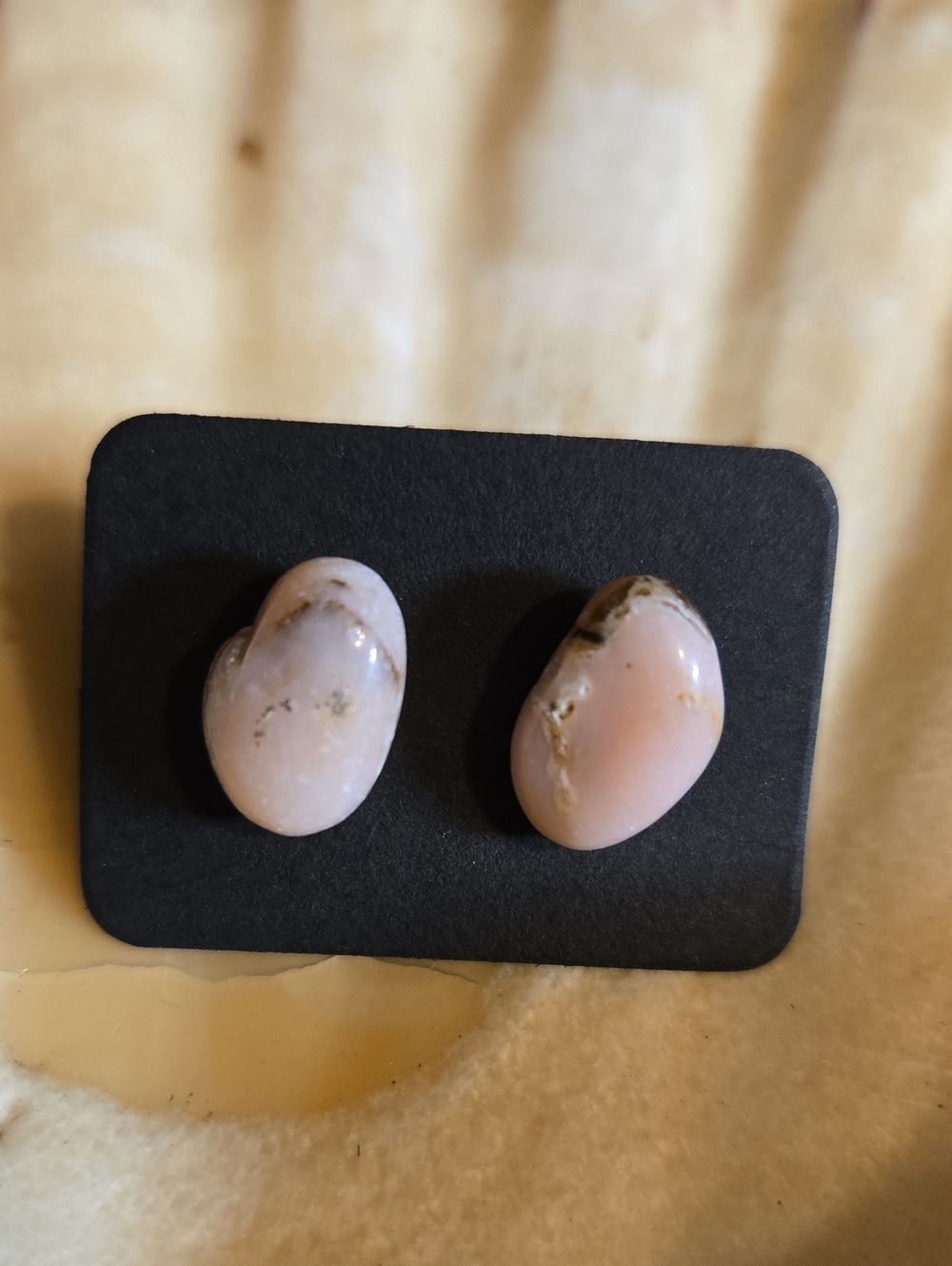 Handcrafted Pink Opal Stone Stud Earrings - Natural Pink: A